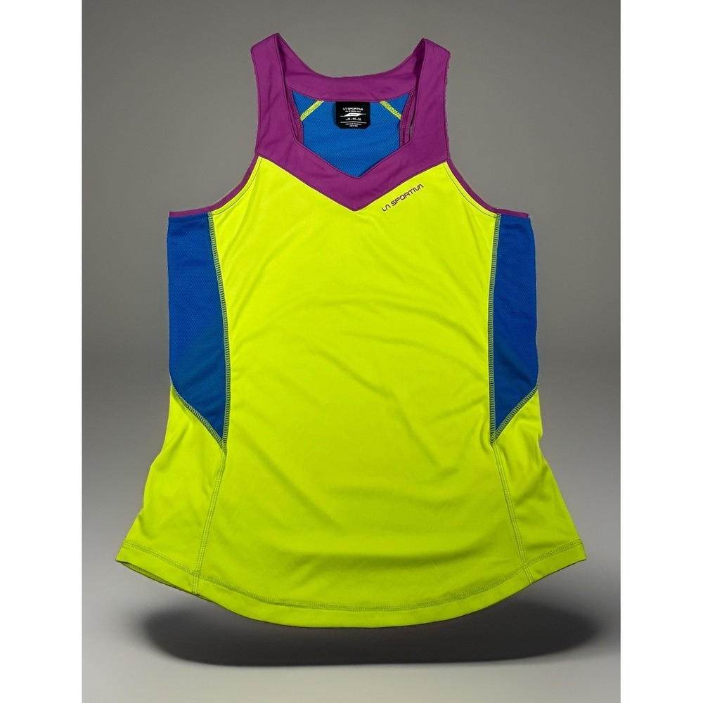 La Sportiva Womens Medium Tank Top Yellow Purple Blue Running Trail Base Layer